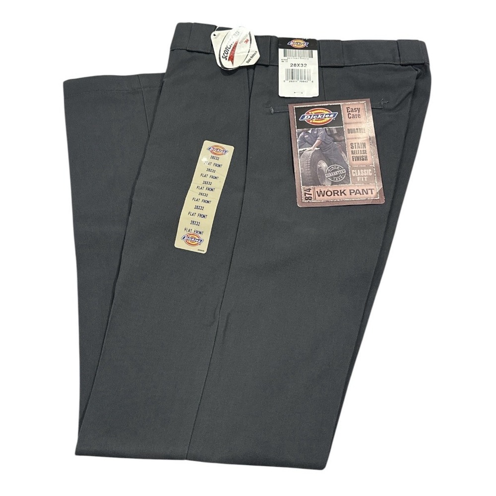 Dickies 874 Original Work Pants Charcoal Gray Flat Front Classic Fit 28x32 NWT